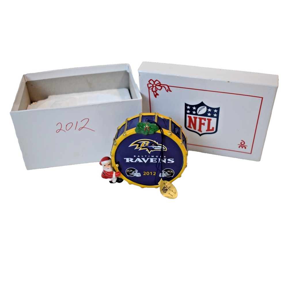 Danbury Mint 2012 Santa Drum NFL Baltimore Ravens Ornament